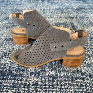 Catherine Malandrino Falcor Slingback Sandal Grey Suede Block Heel - Size 7
